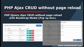 PHP Ajax CRUD without page reload with Bootstrap Modal (Pop up box)  using jQuery, PHP Ajax in 2022