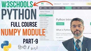 W3Schools Python Full Course Part-9 | Numpy Module in Python | Python NumPy basics