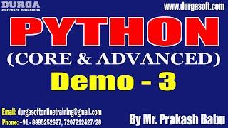 PYTHON tutorials || Demo - 3 || by Mr. Prakash Babu On 27-01-2023 @11AM IST