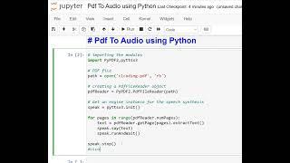 Day 110 : Pdf To Audio using Python