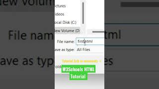 Save HTML file | W3Schools HTML Tutorial #w3schools #html #htmlcss #webdevelopment #shorts