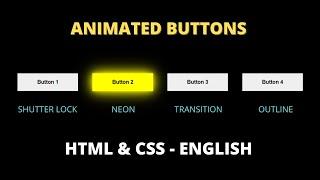 Animated Buttons Using HTML & CSS | Neon Button Using CSS | CSS Animation Tutorial |