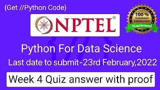 NPTEL Python for Data Science ,Week 4 Quiz answers with detailed proof of each answer