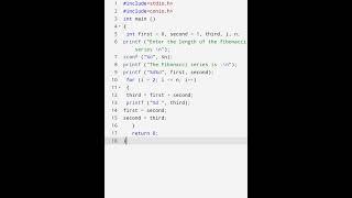 C program for Fibonacci series using for loop #coding #easy #programming #c