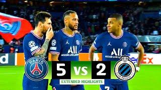 PSG vs Club Brugge 5-2 (agg) Highlights & Goals  - Champions League 2021-2022